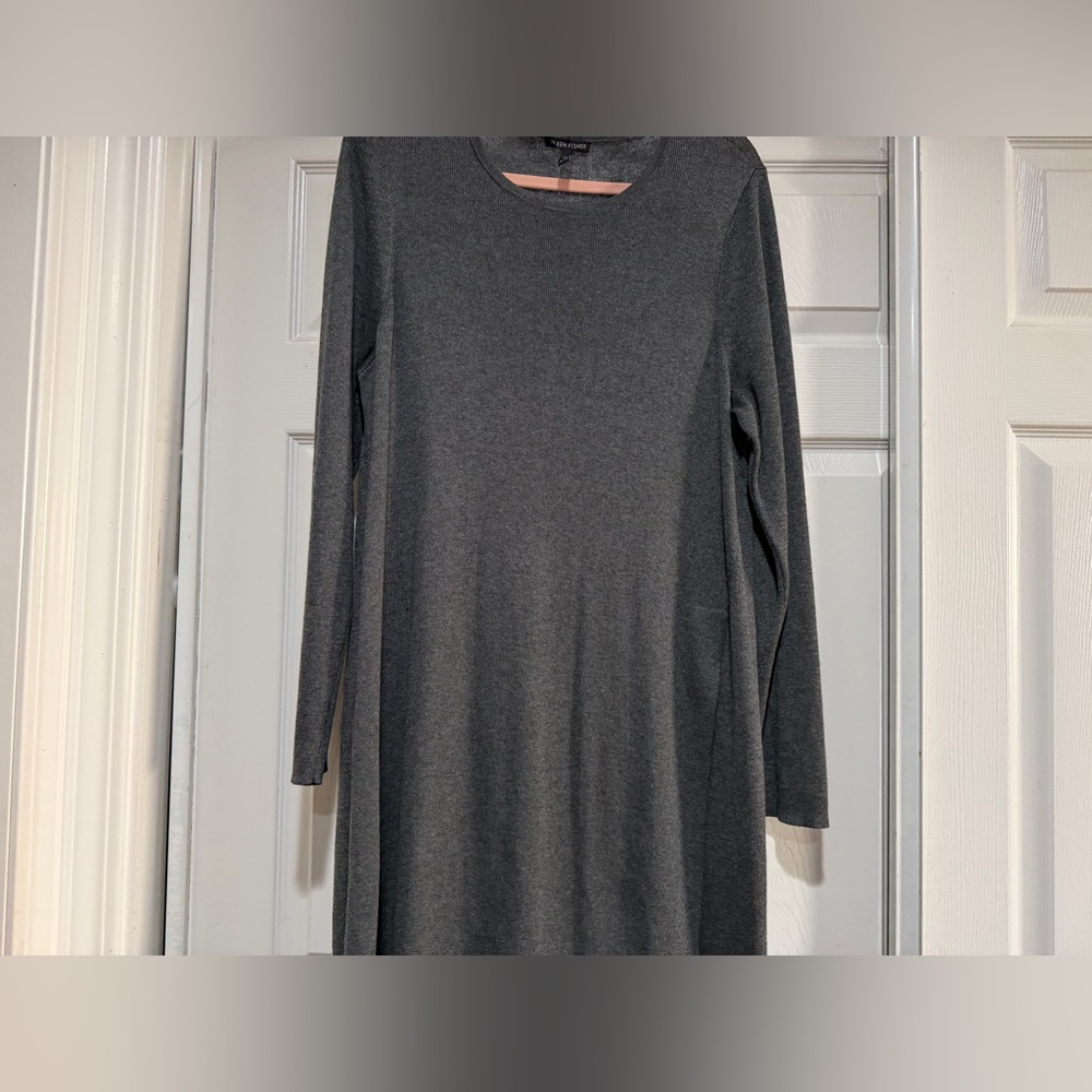 Eileen‎ Fisher Merino Wool Minimalist Sweater Dress Asymmetrical Hem XL - Picture 4 of 11